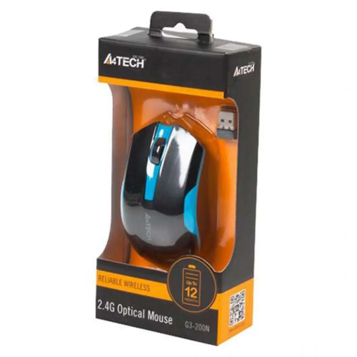 Миша бездротова A4Tech G3-200N Black/Blue USB V-Track - мініатюра 4