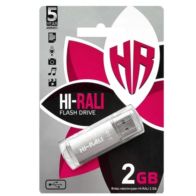 Флеш-накопичувач USB 2GB Hi-Rali Rocket Series Silver (HI-2GBRKTSL) - мініатюра 2