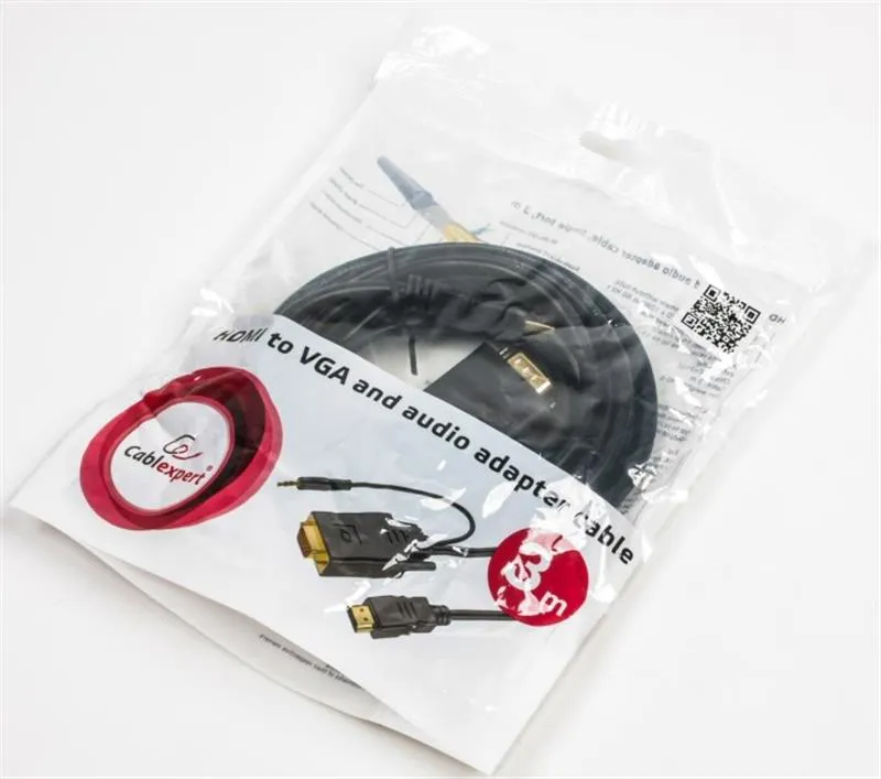 Кабель Cablexpert HDMI - VGA+3.5 мм V 1.4 (M/M), 3 м, чорний (A-HDMI-VGA-03-10) пакет - зображення 1