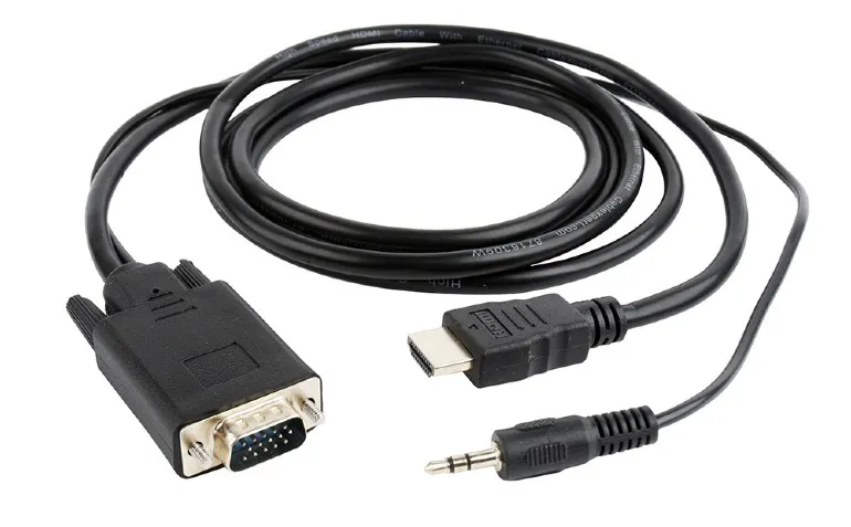 Кабель Cablexpert HDMI - VGA+3.5 мм V 1.4 (M/M), 1.8 м, чорний (A-HDMI-VGA-03-6) пакет - зображення 1
