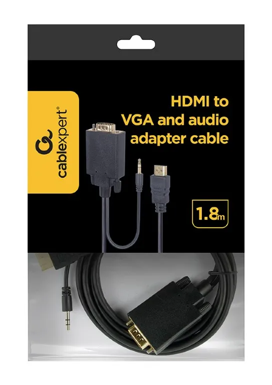 Кабель Cablexpert HDMI - VGA+3.5 мм V 1.4 (M/M), 1.8 м, чорний (A-HDMI-VGA-03-6) пакет - мініатюра 4