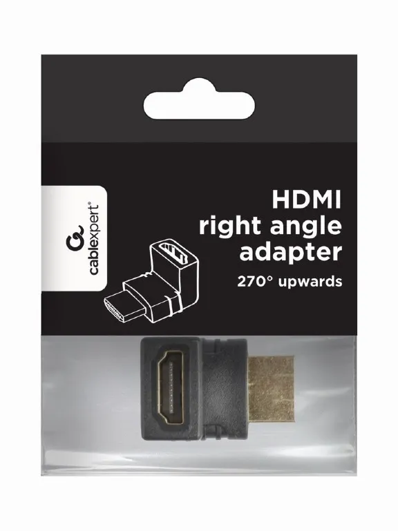 Адаптер Cablexpert HDMI - HDMI, M/F, Г-подібний, чорний (A-HDMI270-FML) пакет - мініатюра 3