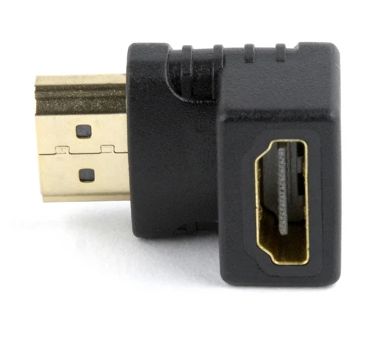 Адаптер Cablexpert HDMI - HDMI (M/F), кут 90 градусів, чорний (A-HDMI90-FML) пакет - зображення 1