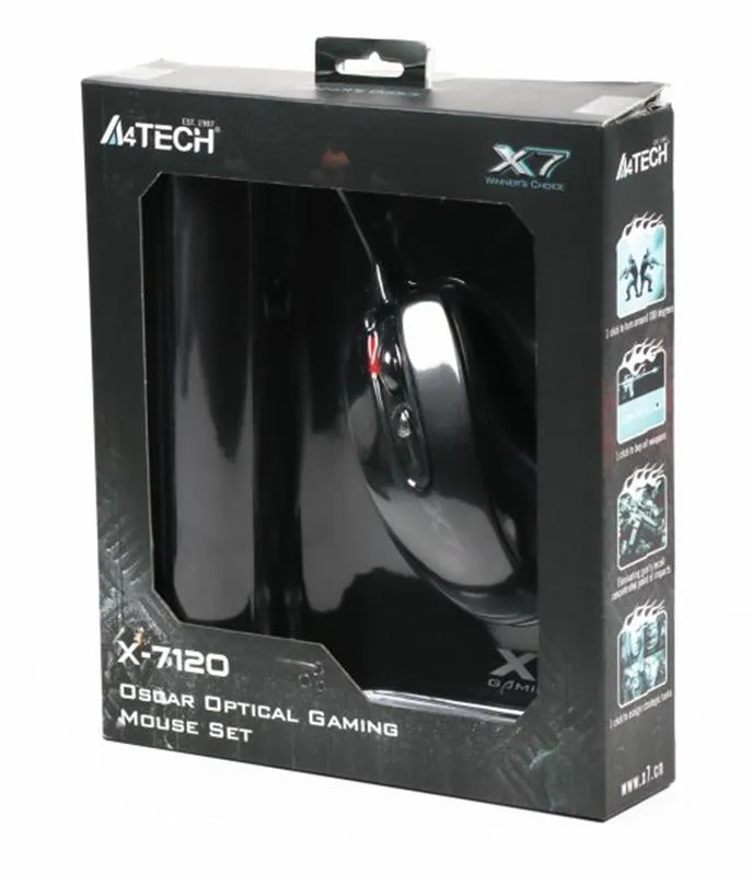 Миша A4Tech X-710BK Black USB + килимок A4Tech X7-200MP - зображення 1