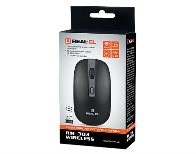 Миша бездротова REAL-EL RM-301 Wireless Black - мініатюра 5