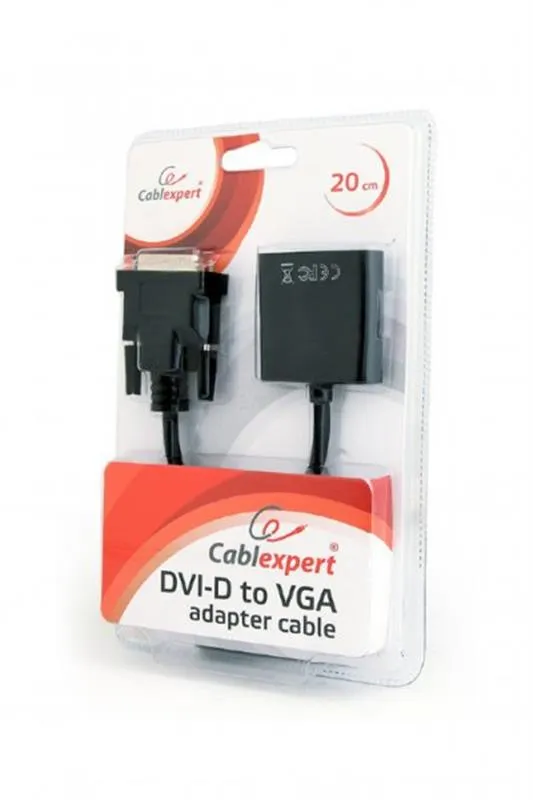 Адаптер Cablexpert DVI - VGA (M/F), 0.2 м, Black (AB-DVID-VGAF-01) - зображення 1