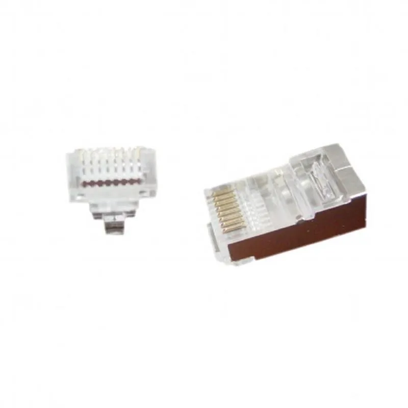 Конектор RJ 45 Cablexpert (LC-PTF-01/100) екранований, із позолоченими контактами, з наскрізними отворами (100 шт/уп) - зображення 1