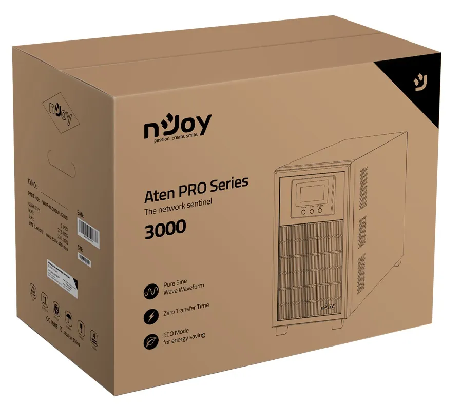 Джерело безперебійного живлення NJOY Aten Pro 3000 (PWUP-OL300AP-AZ01B) - мініатюра 6