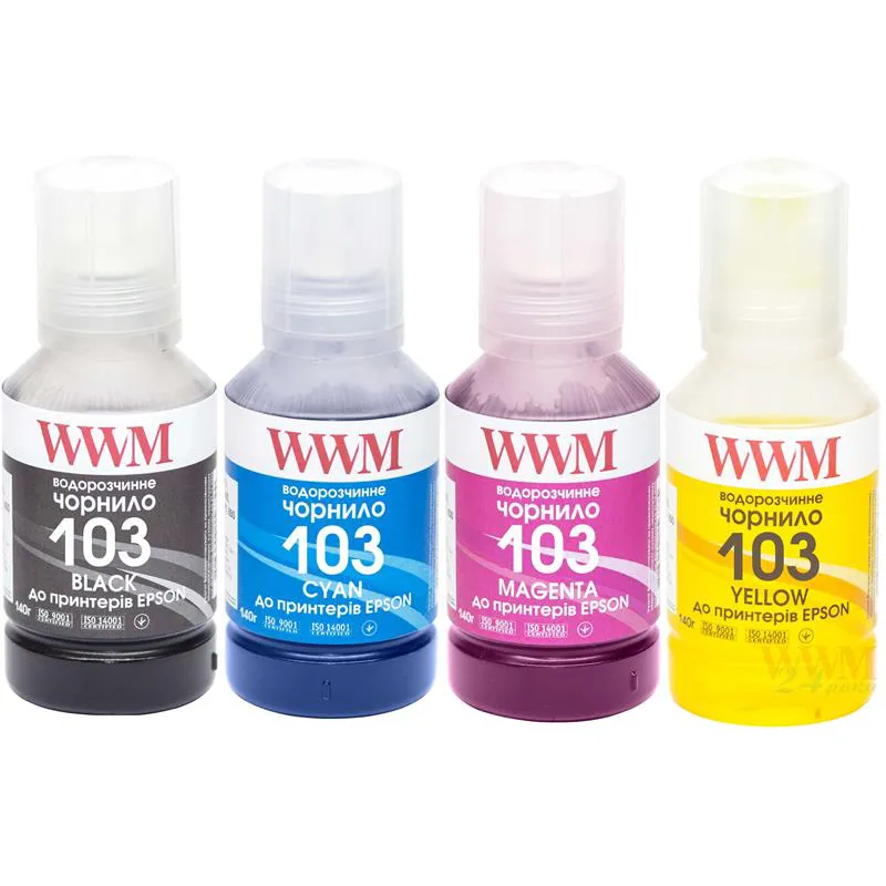 Комплект чорнил WWM для Epson L3100/3110/3150 4х140г B/C/M/Y (E103SET4) - зображення 1
