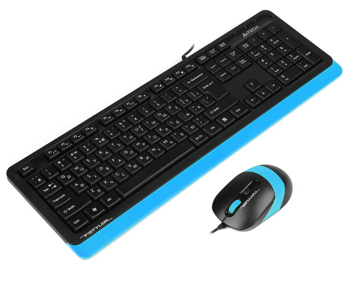 Комплект (клавіатура, миша) A4Tech F1010 Black/Blue - зображення 1