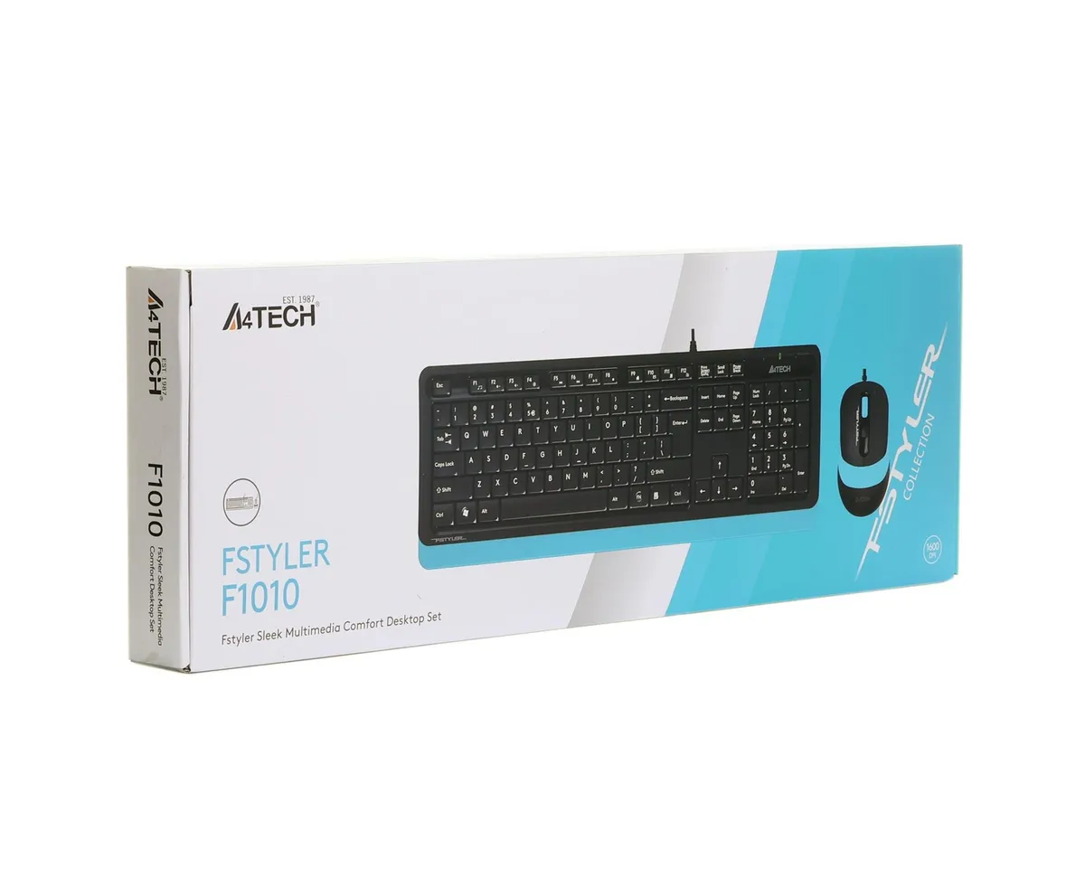 Комплект (клавіатура, миша) A4Tech F1010 Black/Blue - мініатюра 2