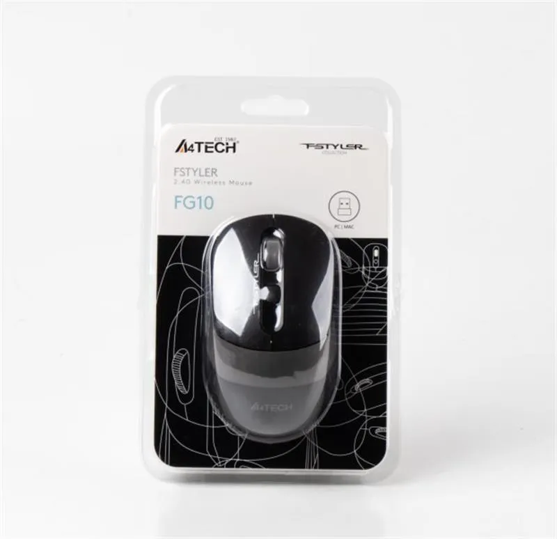 Миша бездротова A4Tech FG10 Black/Grey USB - мініатюра 2