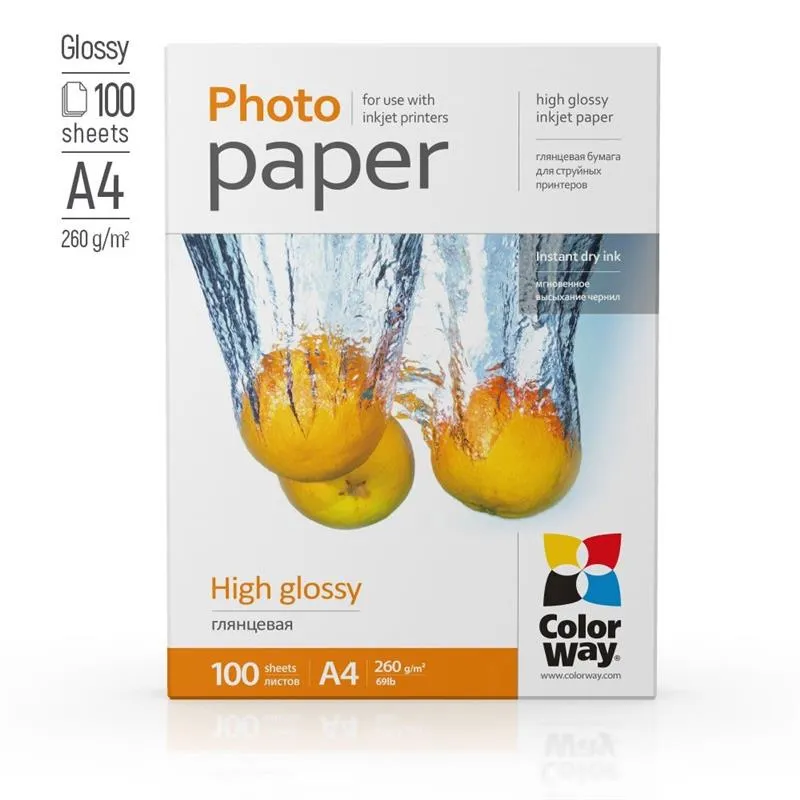 Фотопапір ColorWay глянцевий 260г/м2 A4 100 арк. (PG260100A4) - мініатюра 2