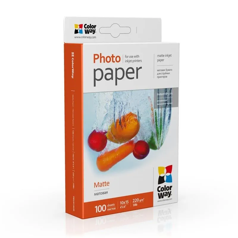 Фотопапiр ColorWay матовий 220г/м2 10x15см 100 арк. (PM2201004R) - зображення 1