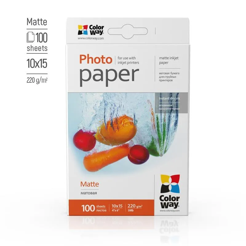Фотопапiр ColorWay матовий 220г/м2 10x15см 100 арк. (PM2201004R) - мініатюра 2