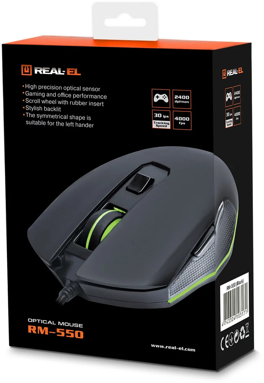 Миша REAL-EL RM-550 Black (EL123200027) - мініатюра 8