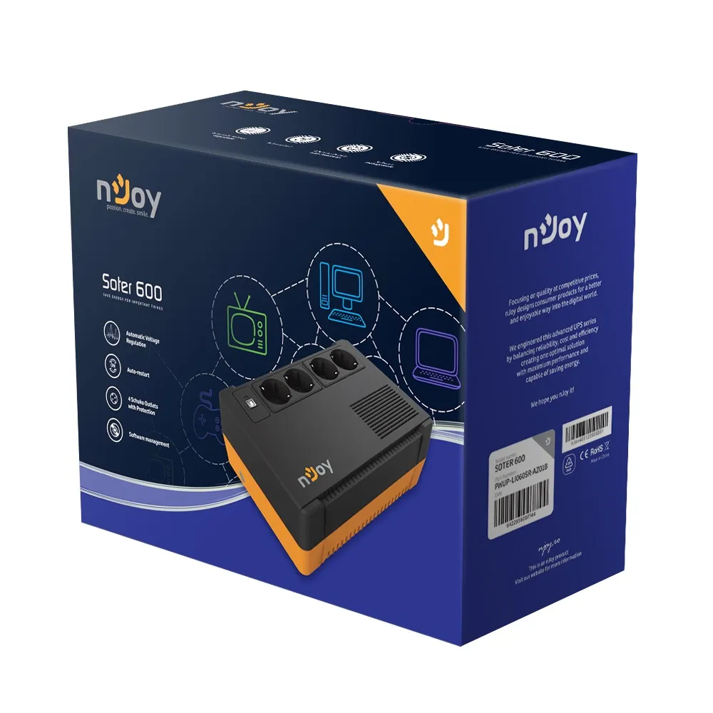 Джерело безперебійного живлення Njoy Soter 600 (PWUP-LI060SR-AZ01B) - мініатюра 6