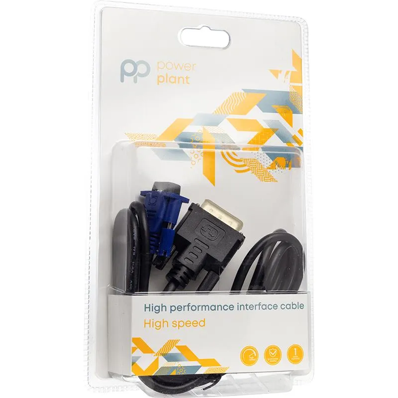Адаптер PowerPlant (CA911981) DVI-D (М)-VGA(М), 1 м, чорний - мініатюра 2