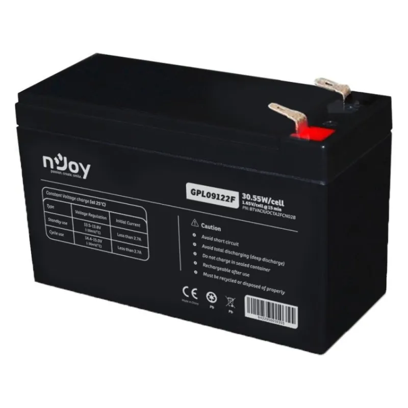 Акумуляторна батарея Njoy GPL09122F 12V 9AH (BTVACIUOCTA2FCN02B) AGM - мініатюра 4