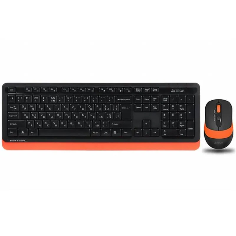 Комплект (клавіатура, мишка) бездротовий A4Tech Fstyler FG1010 Orange USB - зображення 1