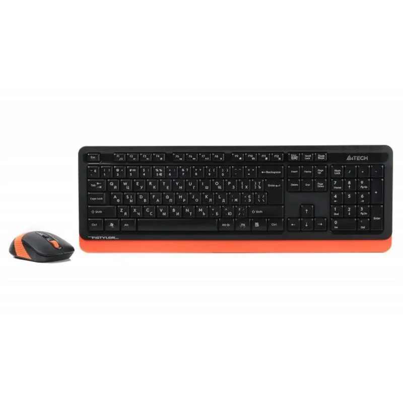 Комплект (клавіатура, миша) бездротовий A4Tech Fstyler FG1010 Orange USB - мініатюра 2