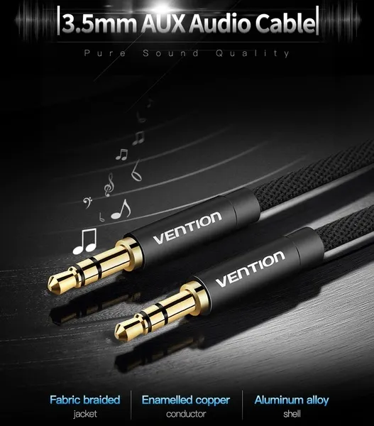 Кабель Vention 3.5 мм - 3.5 мм (M/M), 1 м, Black (P350AC100-B-M) - мініатюра 2