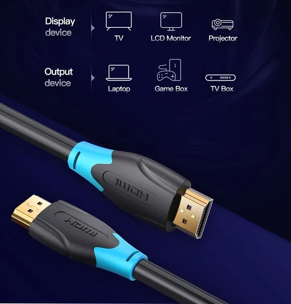 Кабель Vention HDMI - HDMI V2.0 (M/M), 1 м, чорний (AACBF) - мініатюра 7