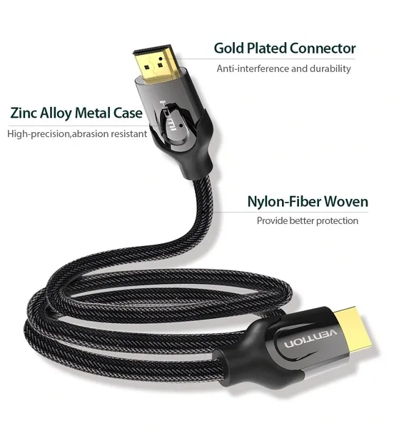 Кабель Vention HDMI - HDMI V 2.0 (M/M),1 м, Black (VAA-B05-B100) - мініатюра 2