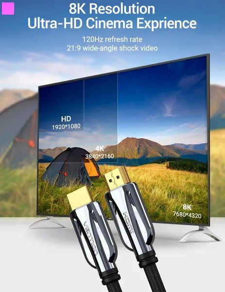 Кабель Vention HDMI-HDMI, 2 m, v2.1 (AALBH) - мініатюра 3