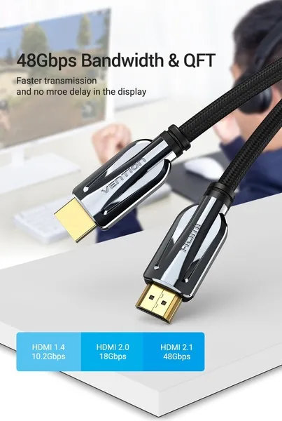 Кабель Vention HDMI-HDMI, 2 m, v2.1 (AALBH) - мініатюра 9