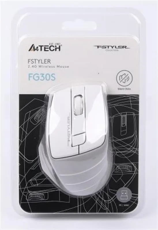 Миша бездротова A4Tech FG30S Grey/White - мініатюра 5