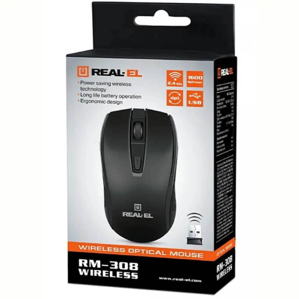 Миша бездротова REAL-EL RM-308 Black - мініатюра 9