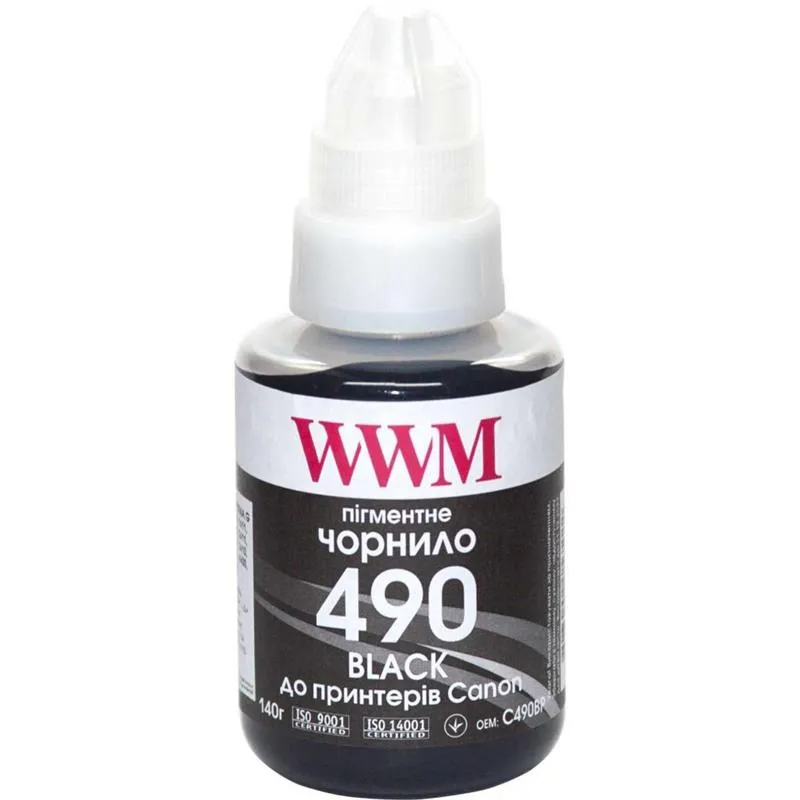 Чорнило WWM Canon Pixma G1400/2400/3400 Black Pigment (C490BP) 140г - зображення 1