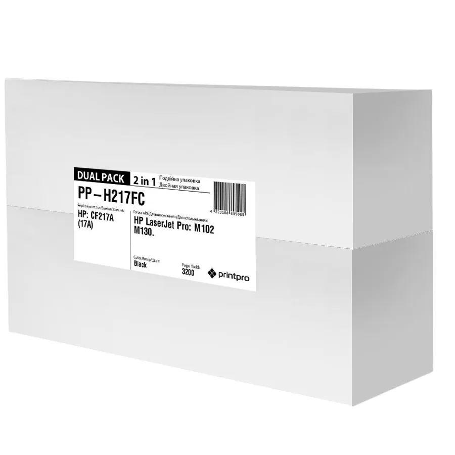 Картридж PrintPro (PP-H217FC) HP LJ Pro M102/M130 Black (CF217A) Dual Pack - зображення 1