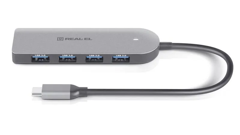 USB-хаб REAL-EL CQ-415 USB Type-C 4-в-1 - зображення 1