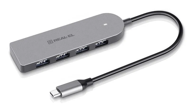 USB-хаб REAL-EL CQ-415 USB Type-C 4-в-1 - мініатюра 2