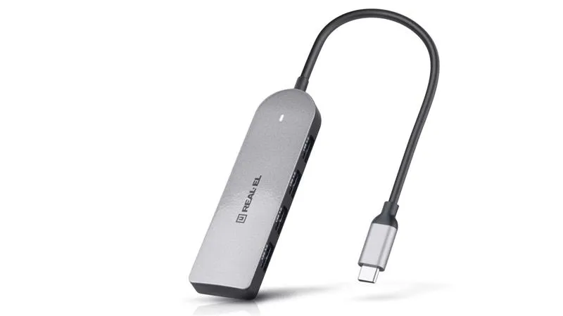 USB-хаб REAL-EL CQ-415 USB Type-C 4-в-1 - мініатюра 4
