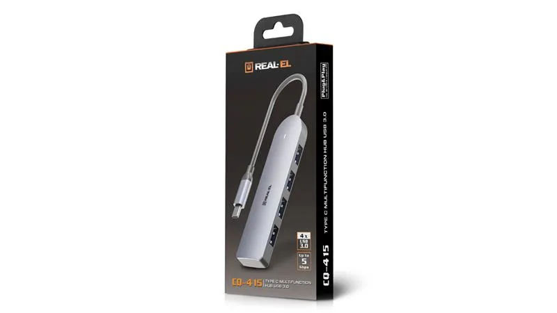 USB-хаб REAL-EL CQ-415 USB Type-C 4-в-1 - мініатюра 6