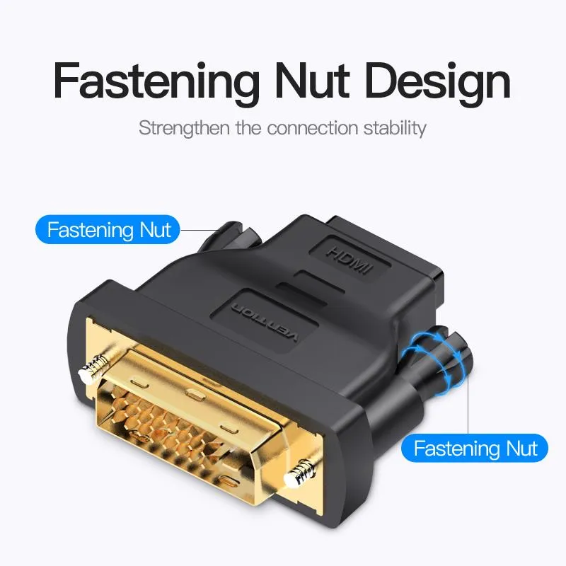 Адаптер Vention HDMI - DVI V 1.4 (F/M), Black (ECDB0) - мініатюра 2