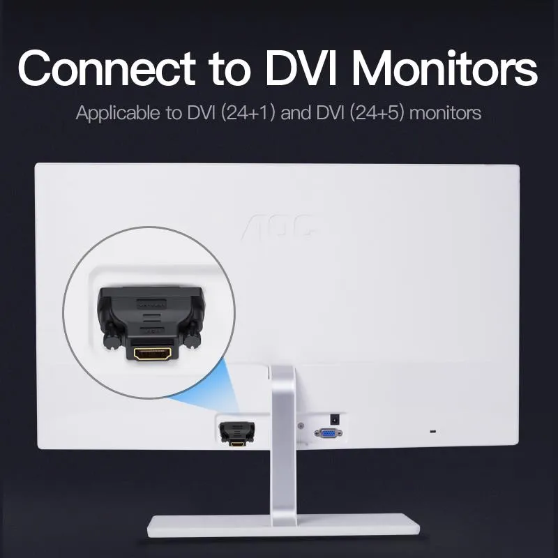 Адаптер Vention HDMI - DVI V 1.4 (F/M), Black (ECDB0) - мініатюра 4