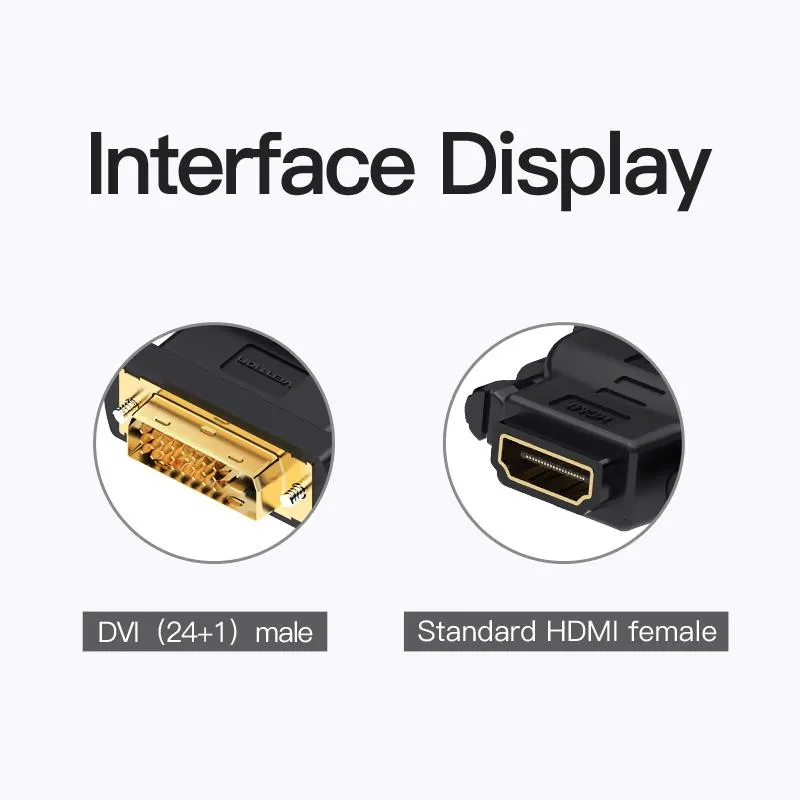 Адаптер Vention HDMI - DVI V 1.4 (F/M), Black (ECDB0) - мініатюра 5