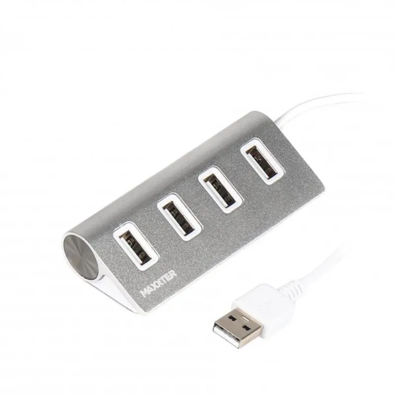 USB-хаб Maxxter 4 ports Silver (HU2A-4P-01) - зображення 1