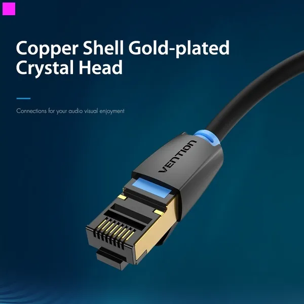 Патч-корд Vention CAT 8 SFTP Ethernet, 0.5 m, Black (IKABD) - мініатюра 3