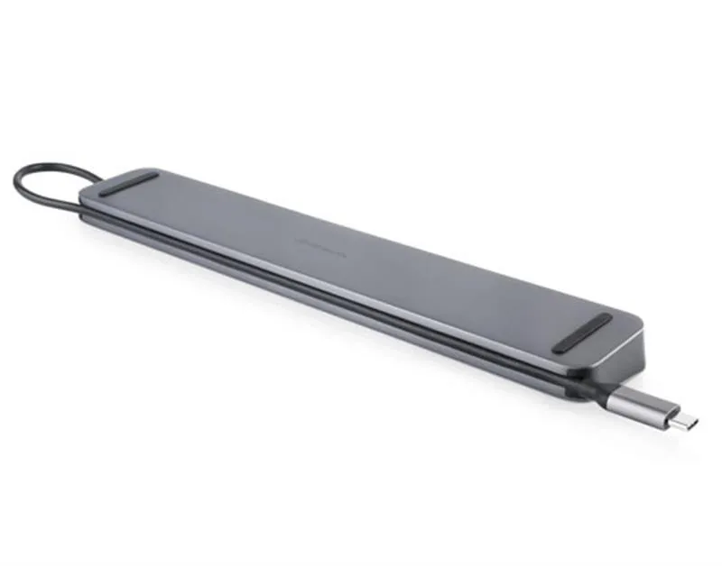 USB-хаб REAL-EL CQ-1000 USB3.0х3/USB-C/HDMI/VGA/RJ45/SD/TF/3.5 mm audio, 0.4m, Space Grey - мініатюра 3