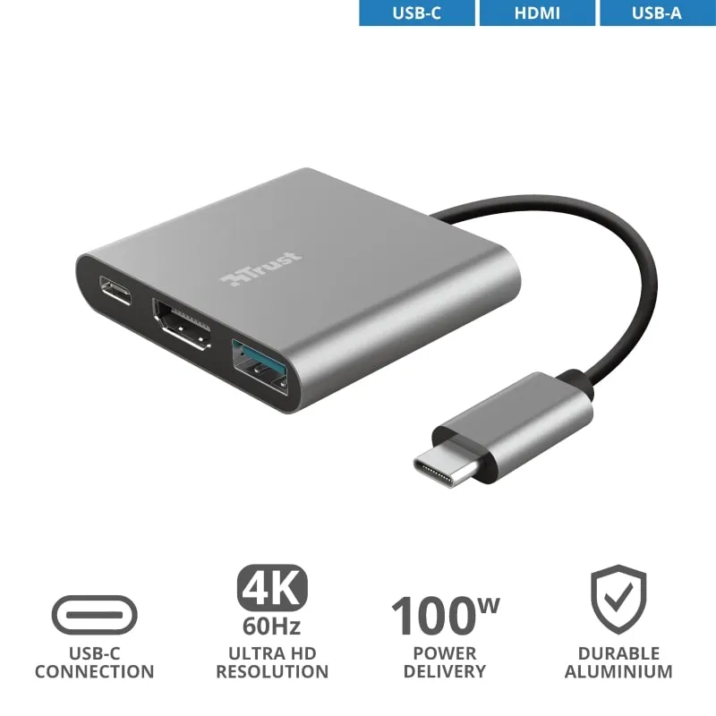 USB-хаб Trust Dalyx Aluminium USB Type-C 3-в-1 (23772) - мініатюра 6