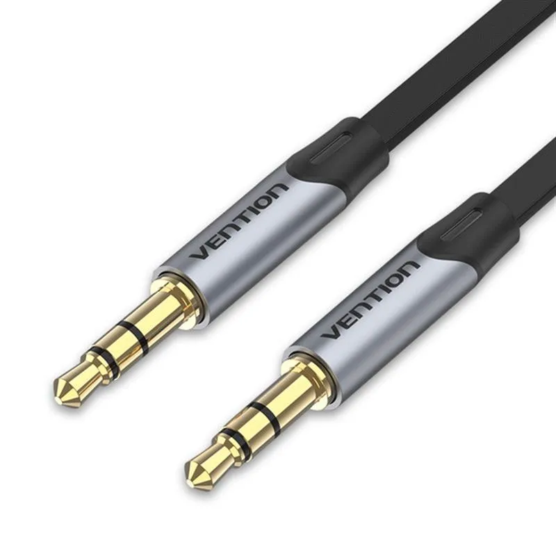 Кабель Vention Audio 3.5 мм - 3.5 мм (M/M), 1 м, Metal Type, чорний/сріблястий (BAPHF) - зображення 1