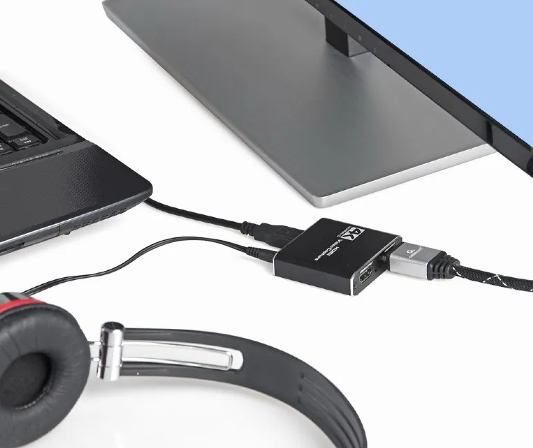 Адаптер Cablexpert HDMI - HDMI+USB+3.5 мм (F/F), Black (UHG-4K2-01) - мініатюра 3