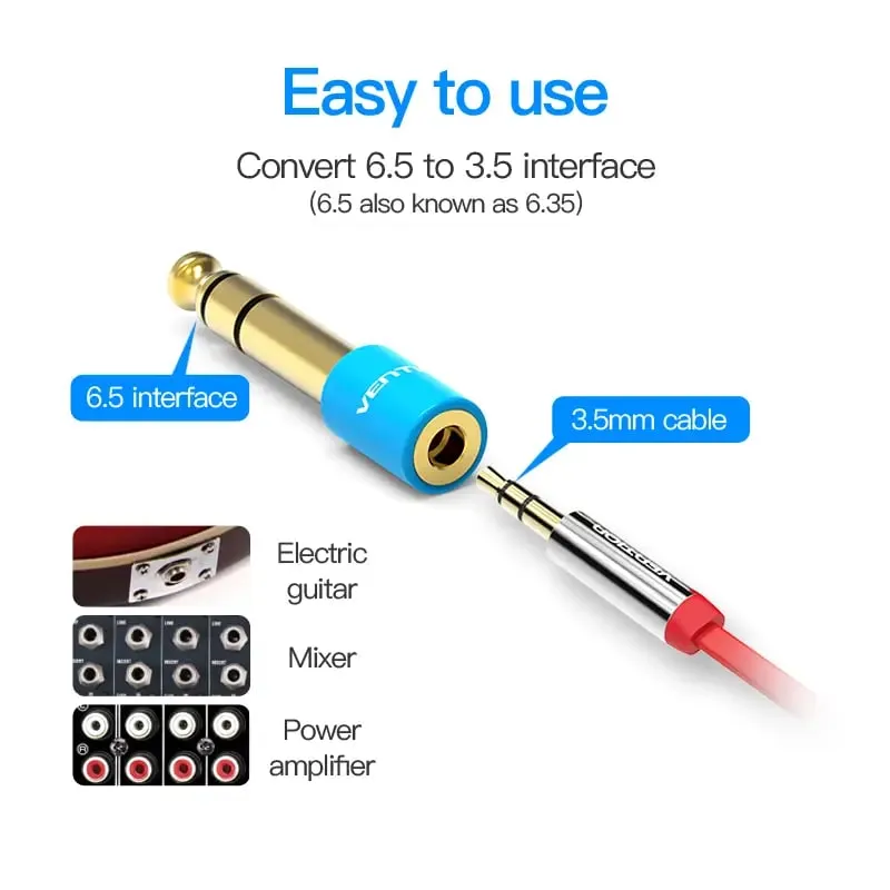 Адаптер Vention Audio 6.35 мм - 3.5 мм (M/F) (VAB-S01-L) - мініатюра 4