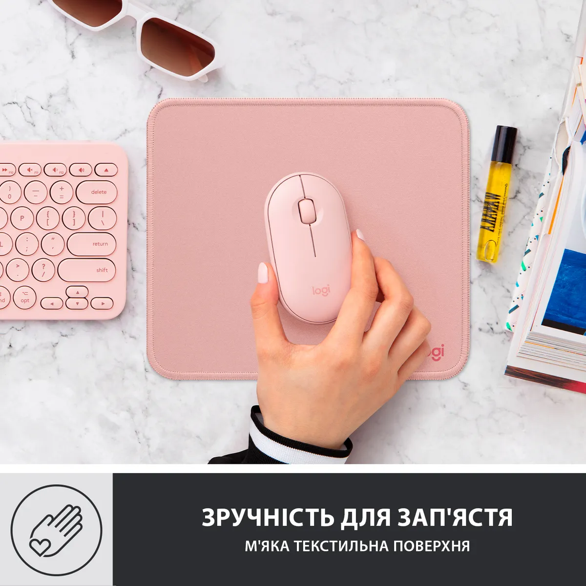 Ігрова поверхня Logitech Mouse Pad Studio Darker Rose (956-000050) - мініатюра 5