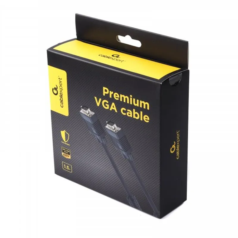 Кабель Cablexpert VGA - VGA (M/M), подвійне екранування, з 2-ма феритами, 1.5 м, чорний (CCB-PPVGA-1.5M) - мініатюра 4